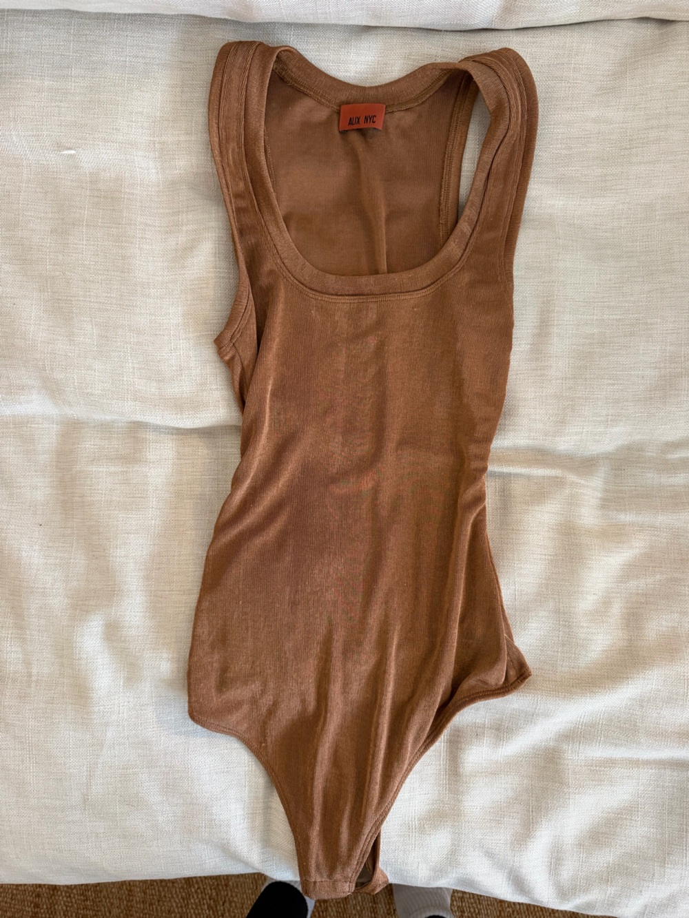 ALIX NYC Brown Ribbed Tank Bodysuit